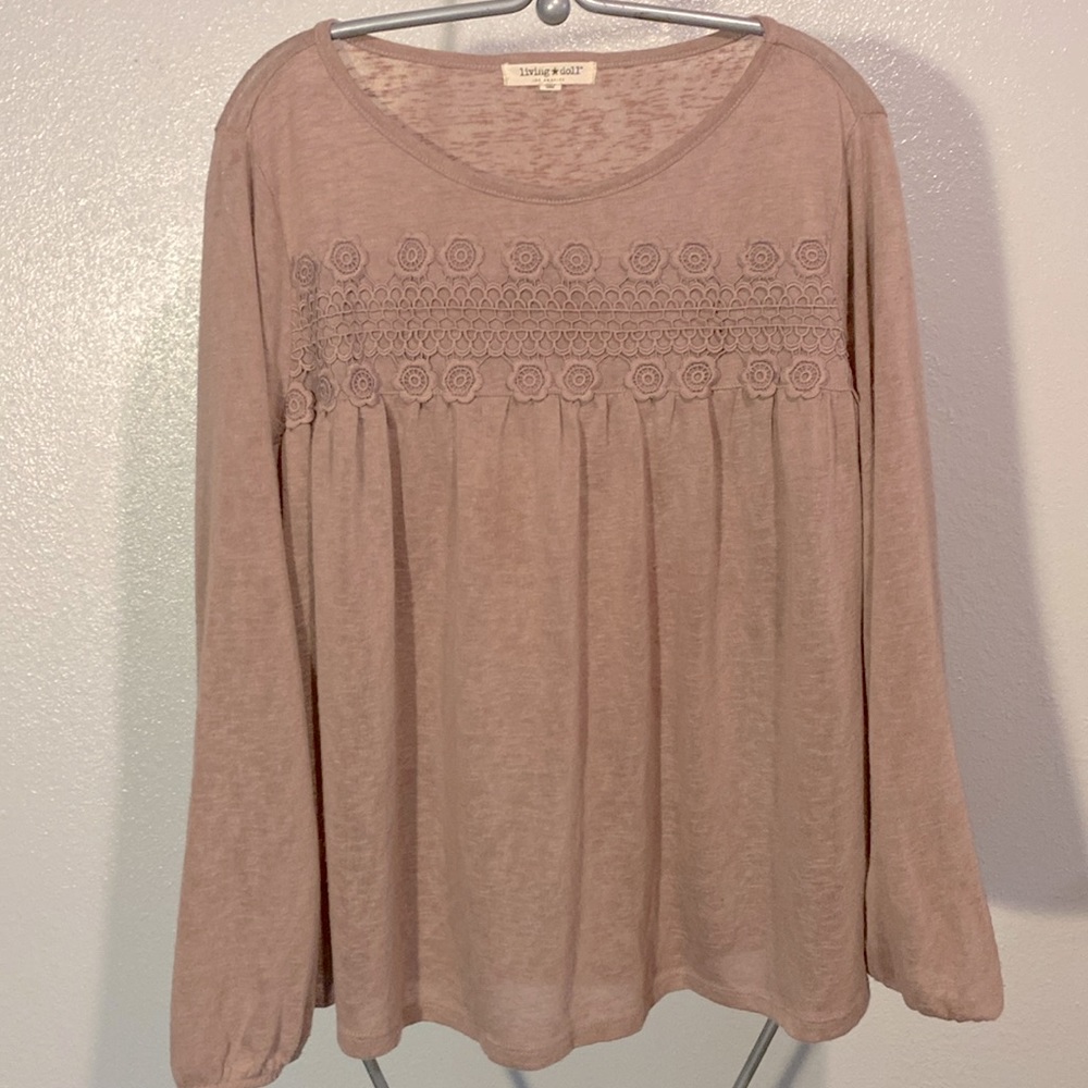Living Doll Blush Embroidered Blouse